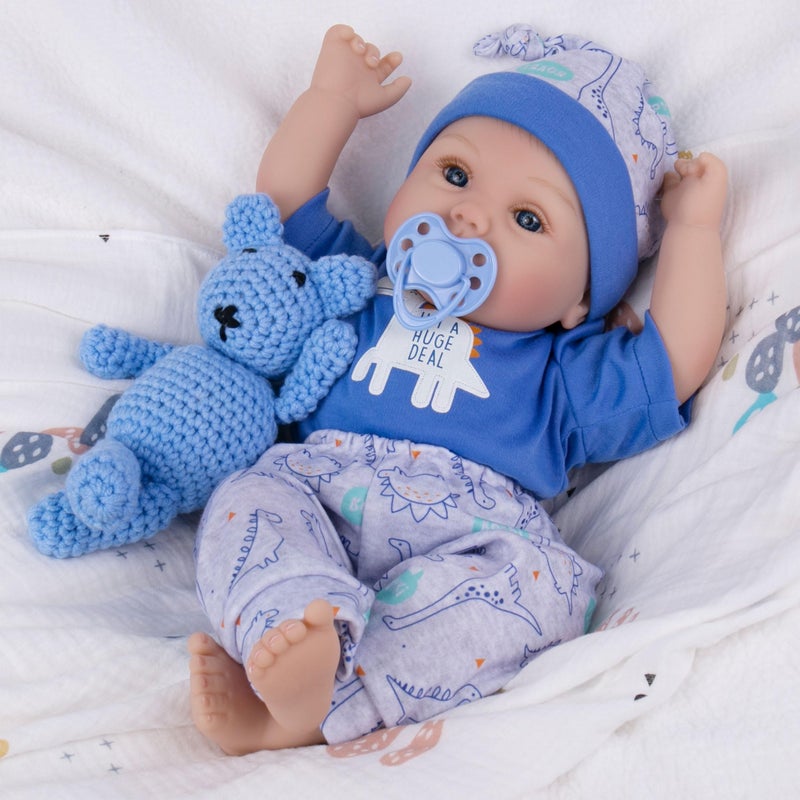 Milidool Lifelike Reborn Baby Dolls Boy 18Inch Baby Soft Body RealisticNewborn Baby Dolls Cloth Body Real Life Baby Dolls with Toy Accessories for Kids Age 3 4 5 6 7 - Image 3