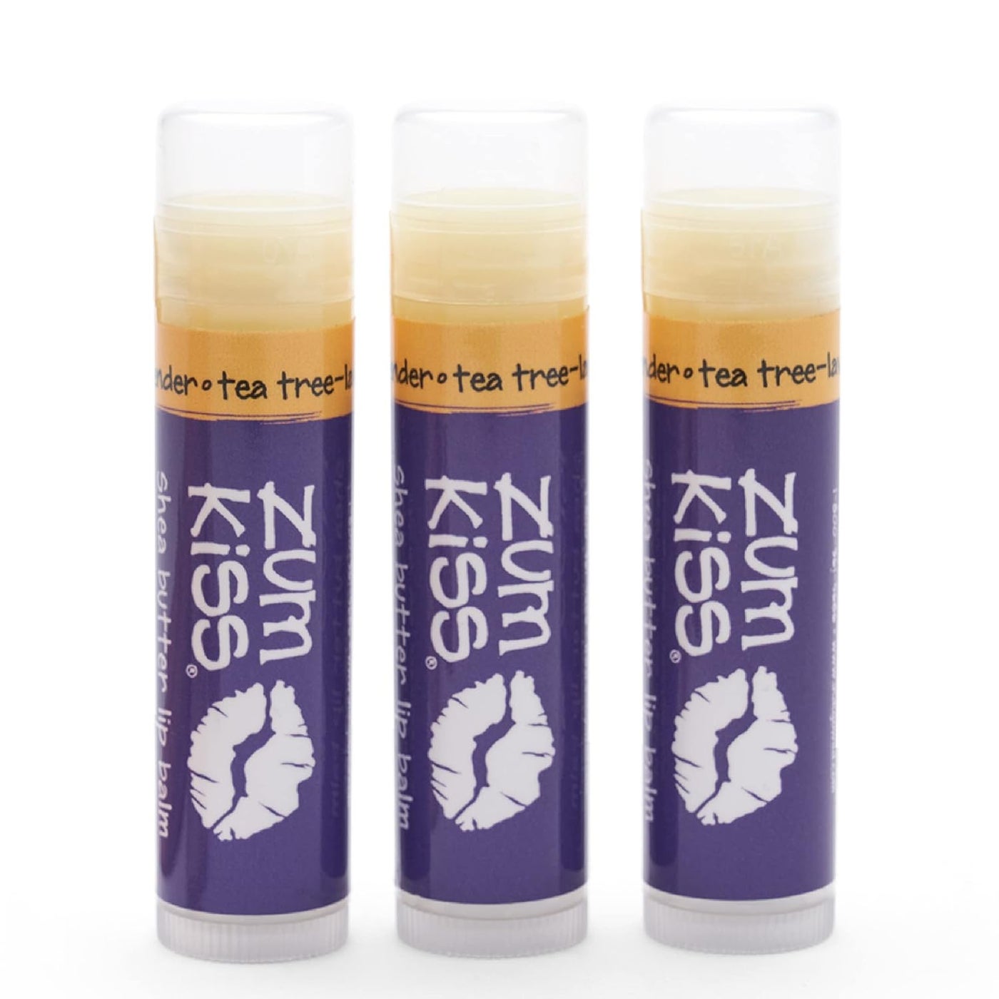 Zum Tea TreeLavender Kiss Stick Pack of 3 with Certified Organic Sunflower Seed Oil Beeswax Shea Butter Pure Essential Oils Candelila Wax Vitamin E and Honey 015 oz