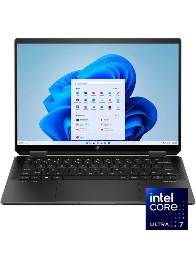HP كمبيوتر محمول Spectre x360 قابل للتحويل 2 في 1 بشاشة OLED مقاس 14 بوصة ومعالج Core Ultra 7-155H وذاكرة وصول عشوائي 16 جيجابايت ومحرك أقراص SSD سعة 1 تيرابايت وبطاقة رسومات Intel Iris XE وWindows 11 Pro - Image 1