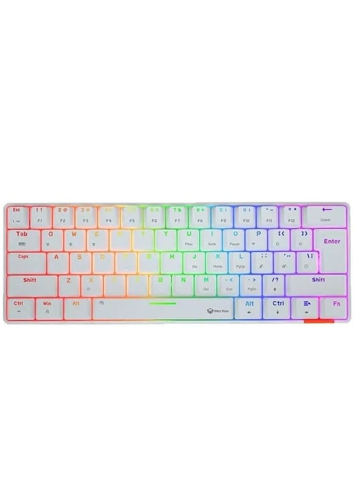 Meetion - Meetion MK005 60% Gaming Keyboard 12 Multimedia Shortcuts Keys With True Mechanical Fixed Shaft LED Backlight Brightness Adjustable Wired Anti-Ghosting Mechanical Keyboard For Windows And Mac White - Image 1
