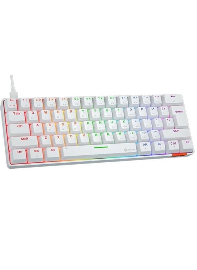 Meetion - Meetion MK005 60% Gaming Keyboard 12 Multimedia Shortcuts Keys With True Mechanical Fixed Shaft LED Backlight Brightness Adjustable Wired Anti-Ghosting Mechanical Keyboard For Windows And Mac White - Image 1