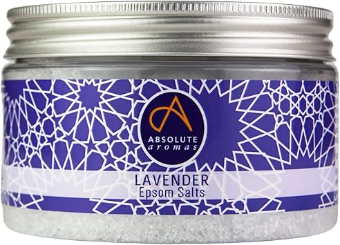 Absolute Aromas Lavender Epsom Bath Salts 300g Magnesium Sulphate Infused with 100 Pure French Lavender Essential Oil Soothe skin and Calm the senses - Image 1