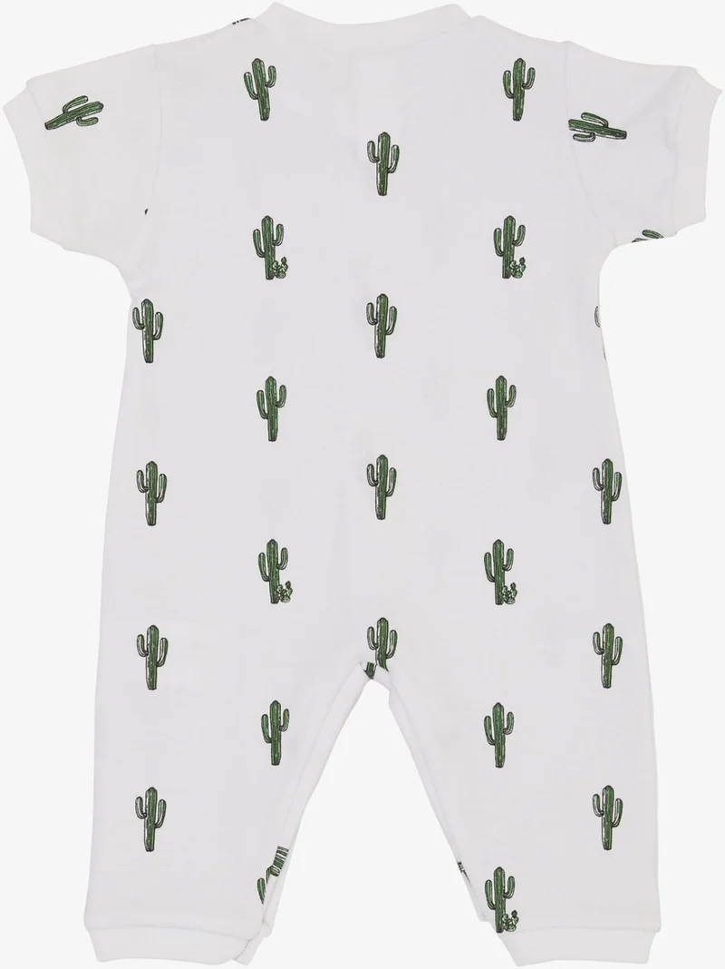 Breeze Breeze Baby Boy Short Sleeve Jumpsuit Cactus Patterned 0-6 Months, White