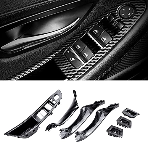 FEXON Carbon Fiber Window Switch Armrest Panel, Inner Door Pull Handle Trim Cover Kits Replacement for 2010-2016 BMW 5 Series 520 523 525 528 530 535 51417225875 - Image 1