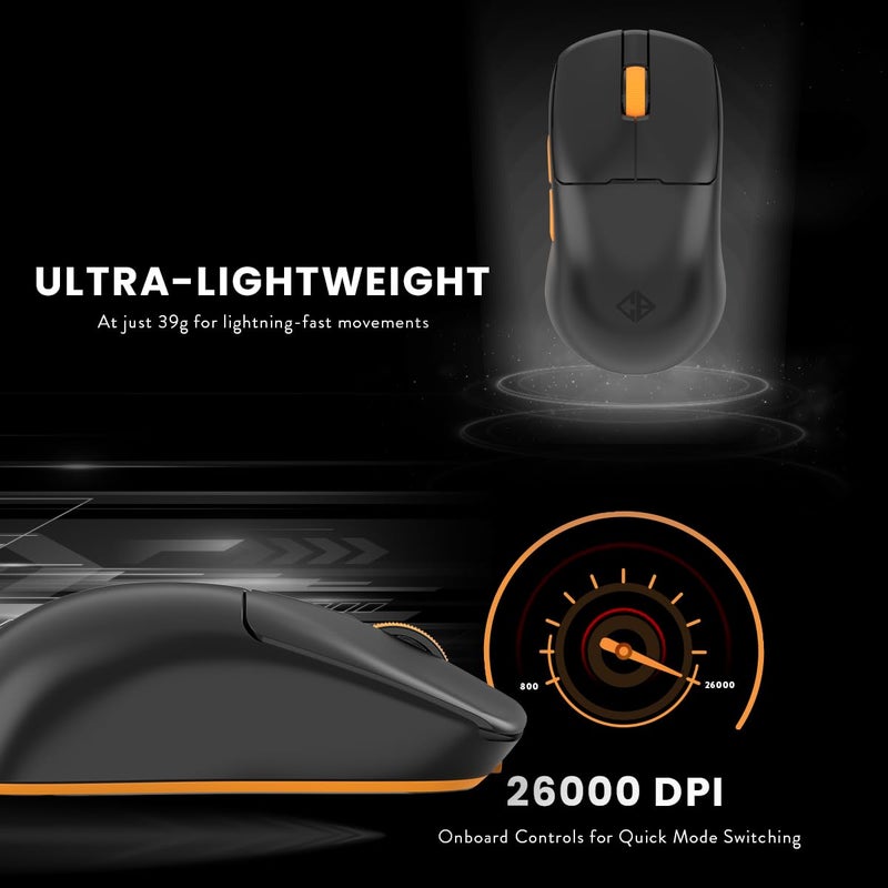 Cosmic Byte فأرة ألعاب خفيفة الوزن ثلاثية الوضعيات 39 جرام من فيلوكس | مستشعر بيكس آرت PAW3395 | 26000 نقطة في البوصة | 650 بكسل في الثانية | تسارع 50 جرام | كابل بارا كورد | أقدام PTFE | 1000 هرتز استقصاء | بطارية 230 مللي أمبير (أسود) - Image 4