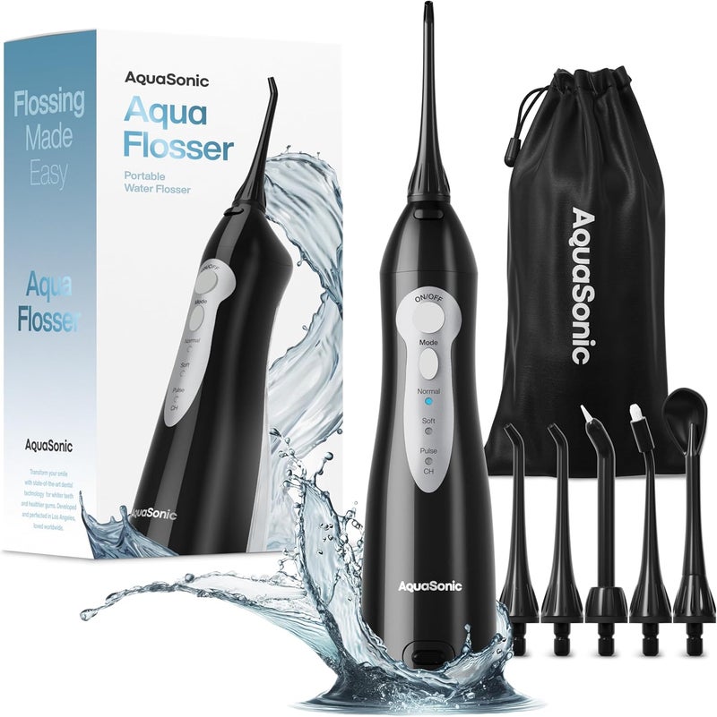 Aquasonic - Water Flosser | Cordless Rechargeable Flosser for Teeth Cleaning | Waterproof Aqua Flosser, Portable Oral Irrigator for Dental Cleaning with 5 Jet Tips | Braces, Home & Travel - Image 1
