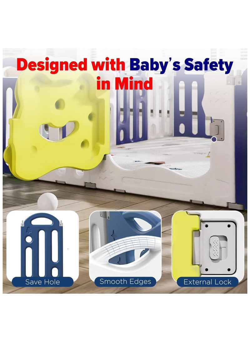 بيكاسيو حظيرة لعب واسعة ومفيدة للأطفال، حظيرة لعب متعددة الاستخدامات للأطفال الرضع والأطفال الصغار، سياج حظيرة لعب أنيقة للأطفال (120 * 120 سم) - Image 2