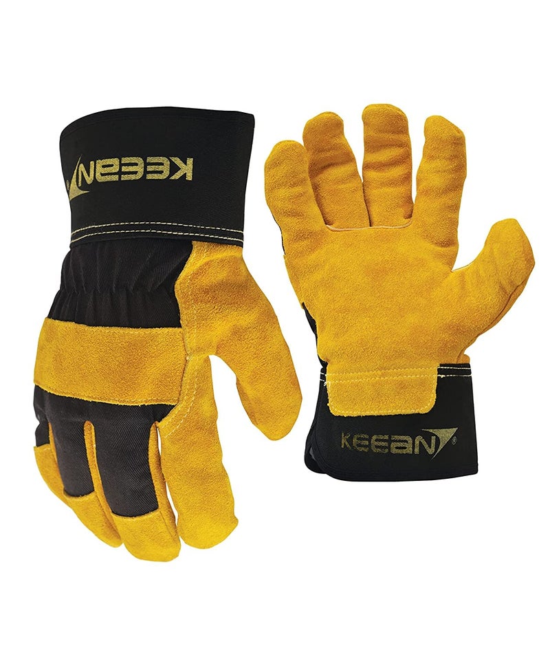 Keean Rigger Canadian Palm Split Leather Black/Yellow Glove Wear Cut and Tear Resistant Heavy Duty Industrial Cotton Comfort Fit For Machine Handling Movers Welding Works - Image 3