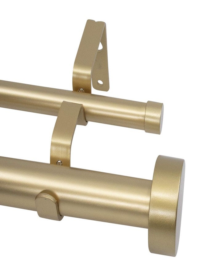 Meriville 1-Inch Diameter Double Window Treatment Curtain Rod, Vico End Cap Finial (48"-84", Royal Gold with Gold Finial)