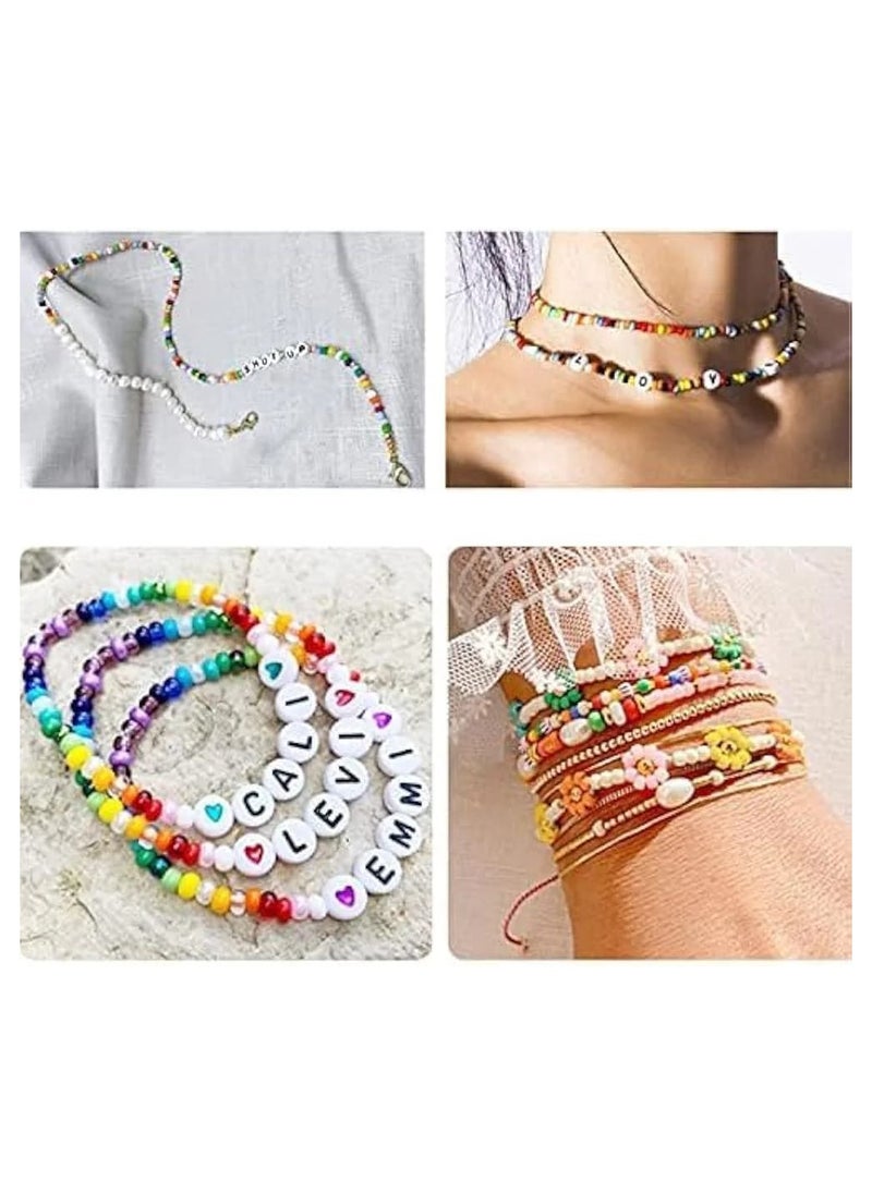 Generic Glass Beads, 24 Slot Multicolor Baking Paint Beads Set Glass Beads Box Alphabet Pattern Beads for DIY Bracelets and Necklace  - Image 2