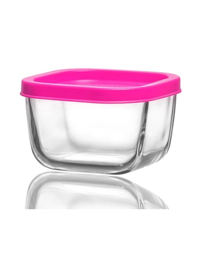 LAV CUBE Glass Square Storage Containers/Tight Pink cover /4 Pcs / 270 cc - 9.25 Oz/Elegant design, Trusted Brand, Attractive shape/High Quality Materials  - Image 2
