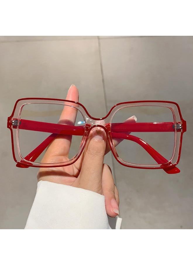 Generic New Retro Box Personalized Contrast Color Plain Mirror European And American Style Trendy All-match Fashion Anti-blue Light Mirror 