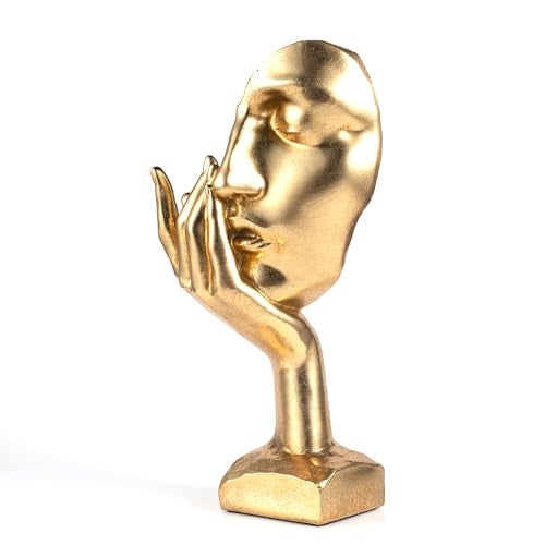 EPTUEGA Thinker Statue -Gold Sculptures Modern Home Resin Decor -,12" H Collectible Figurines for Home Office Bookshelf Desktop TV Stand Decorative - Image 1