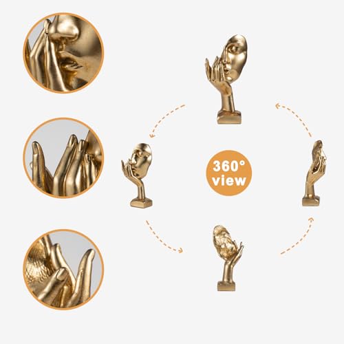 EPTUEGA Thinker Statue -Gold Sculptures Modern Home Resin Decor -,12" H Collectible Figurines for Home Office Bookshelf Desktop TV Stand Decorative - Image 3