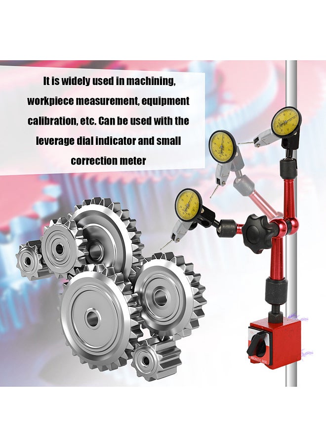 Metal Round Dial Indicator and Mini Flexible Magnetic Base Holder Bracket Tool Kit