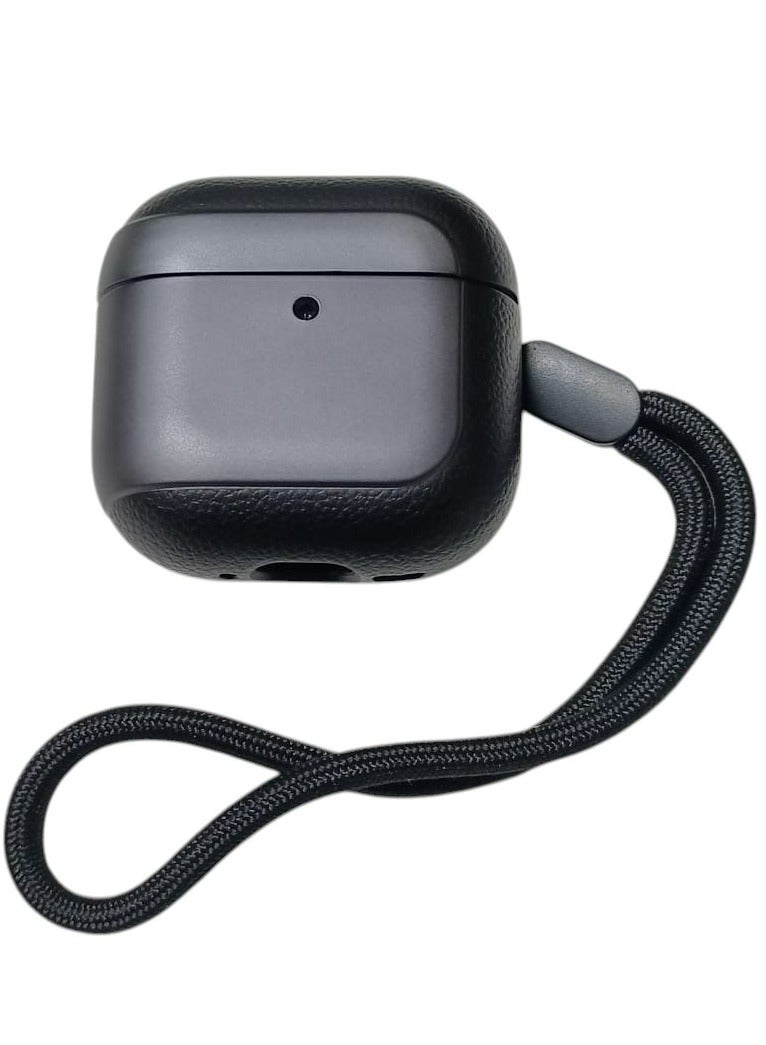 حافظة AirPods الجيل الرابع، حافظة جلدية، متوافقة مع AirPods الجيل الرابع (2024) (USB-C)، متوافقة مع MagSafe، غطاء حماية من السقوط مع حبل، حافظة Orbit الهجينة، رمادي - Image 1