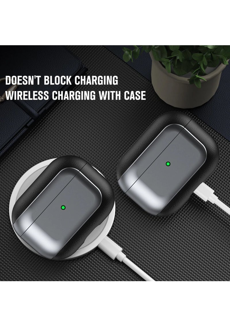 حافظة AirPods الجيل الرابع، حافظة جلدية، متوافقة مع AirPods الجيل الرابع (2024) (USB-C)، متوافقة مع MagSafe، غطاء حماية من السقوط مع حبل، حافظة Orbit الهجينة، رمادي - Image 3