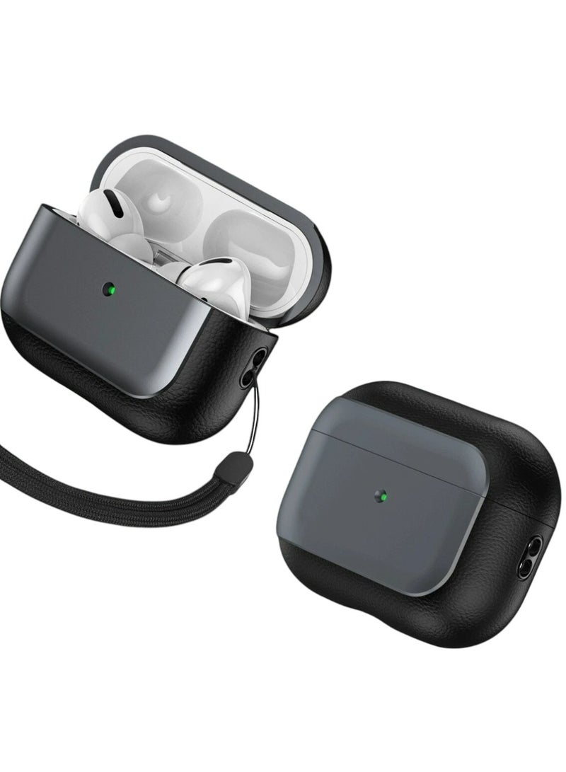 حافظة AirPods الجيل الرابع، حافظة جلدية، متوافقة مع AirPods الجيل الرابع (2024) (USB-C)، متوافقة مع MagSafe، غطاء حماية من السقوط مع حبل، حافظة Orbit الهجينة، رمادي - Image 2