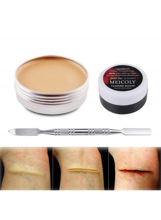 Scar Wax Kit(1.67Oz),Fake Blood Special Effects Scab Coagulated Blood Gel(1.06Oz),Fake Wound Molding Modeling Scar Wax with Spatula,SFX Halloween Stage Makeup Skin Wax,02 - pzsku/ZD6087B89E33FF3AE8C16Z/45/_/1686528186/9a88098c-4b20-4fd5-bf85-25ff384aa127