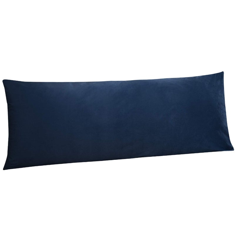 NTBAY 1 Pack Zippered Velvet Body Pillow Cover Super Soft and Cozy Luxury Fuzzy Flannel 20x54 Long Pillowcase with Zipper 20x54 Inches Navy Blue