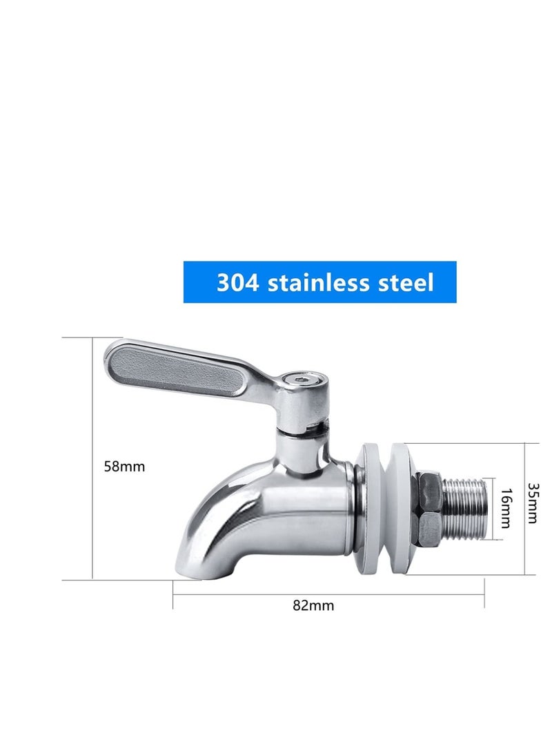304 Stainless Steel Beverage Dispenser Replacement Spigot, Fits 58 inch Opening, for Home Barrel Fermenter Wine Beer Juice Spigot Faucet，16 mm - Image 2