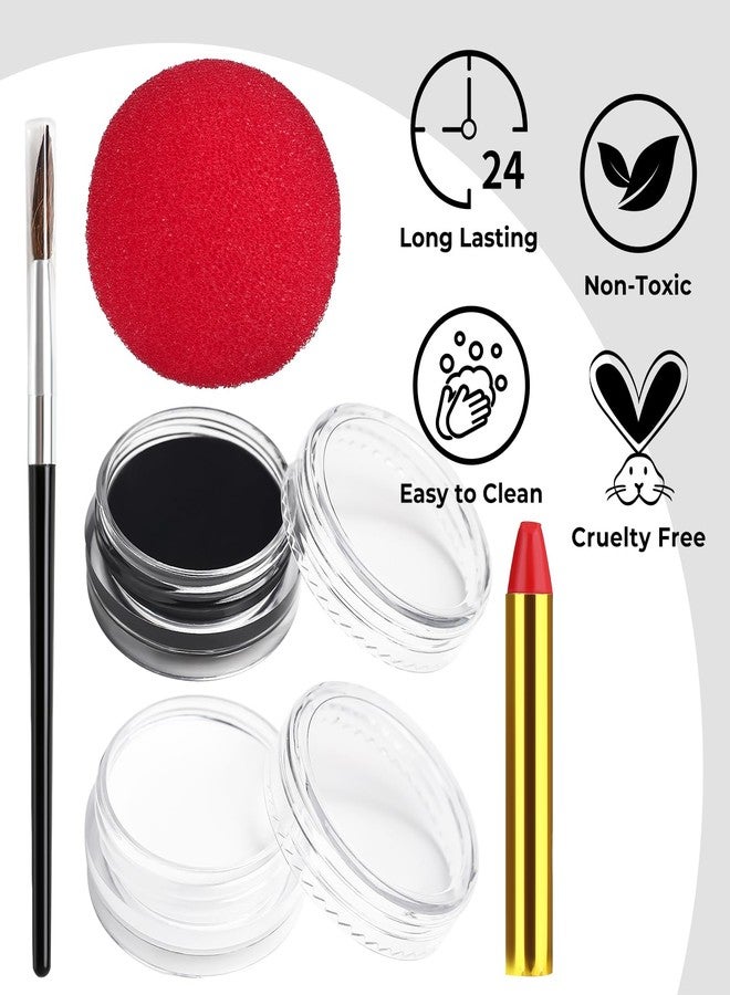 BOBISUKA Halloween Joker Clown Makeup Kit, Black White Face Body Paint + Red Nose, SFX Makeup Set for Teens and Adults Art Costume - Image 3