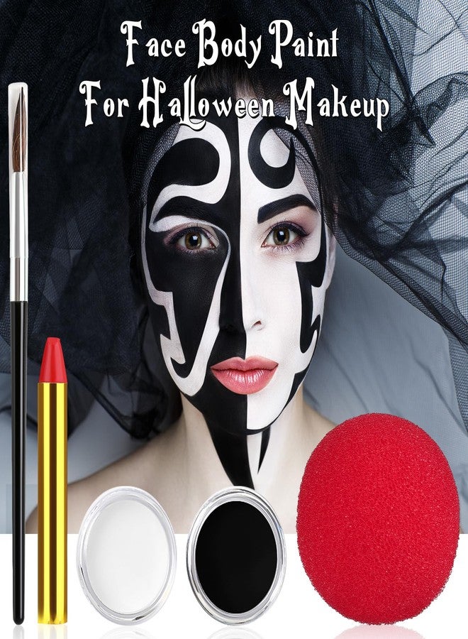 BOBISUKA Halloween Joker Clown Makeup Kit, Black White Face Body Paint + Red Nose, SFX Makeup Set for Teens and Adults Art Costume - Image 5