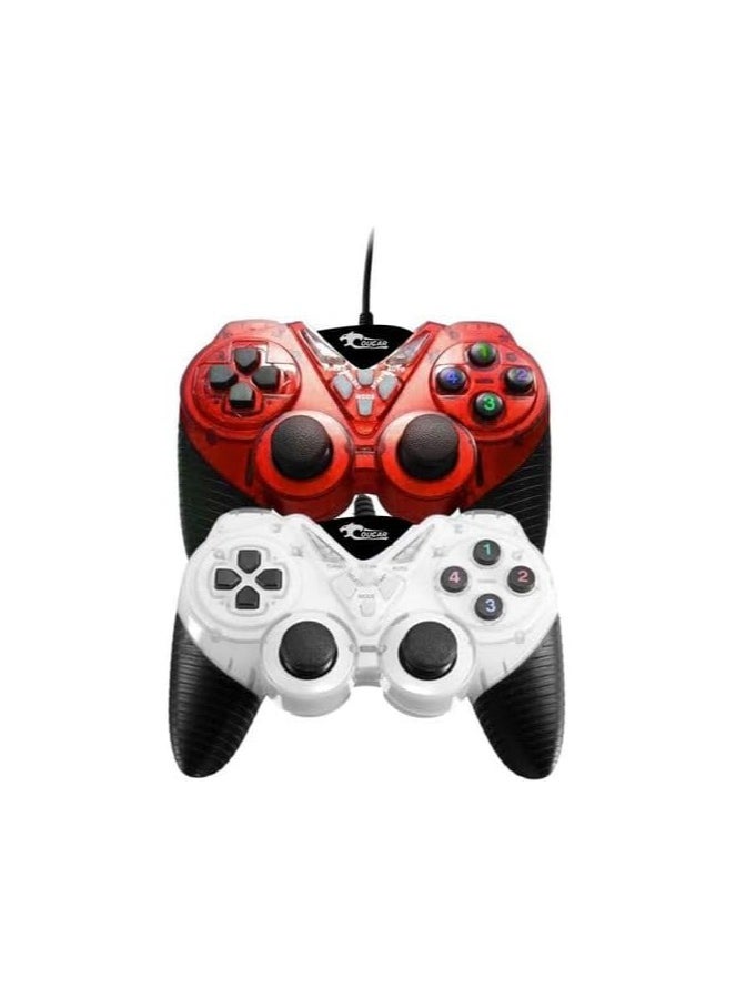 Cougar COUGAR-EGY (9082) USB Wired Double Gamepad Turbo Controller with Vibration Function For PC or Laptop, 1.5 Meter (Red&WHITE)  - Image 1