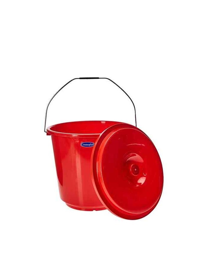 Cosmoplast Round Plastic Bucket With Lid Red 17L - Image 3