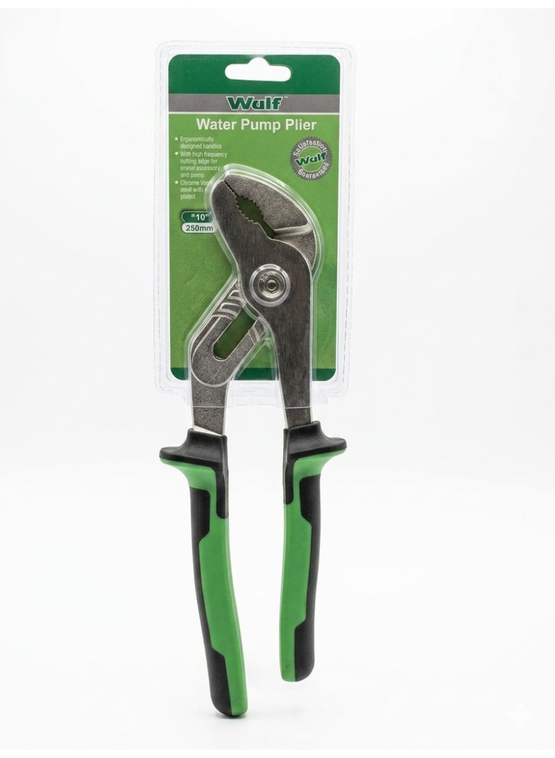 Wulf Water Pump Plier 10 Inch 250mm Adjustable Groove Joint Plumbing Pliers Heavy Duty Steel Grip Tool for Pipe Repair Maintenance and Workshop Use - Image 1