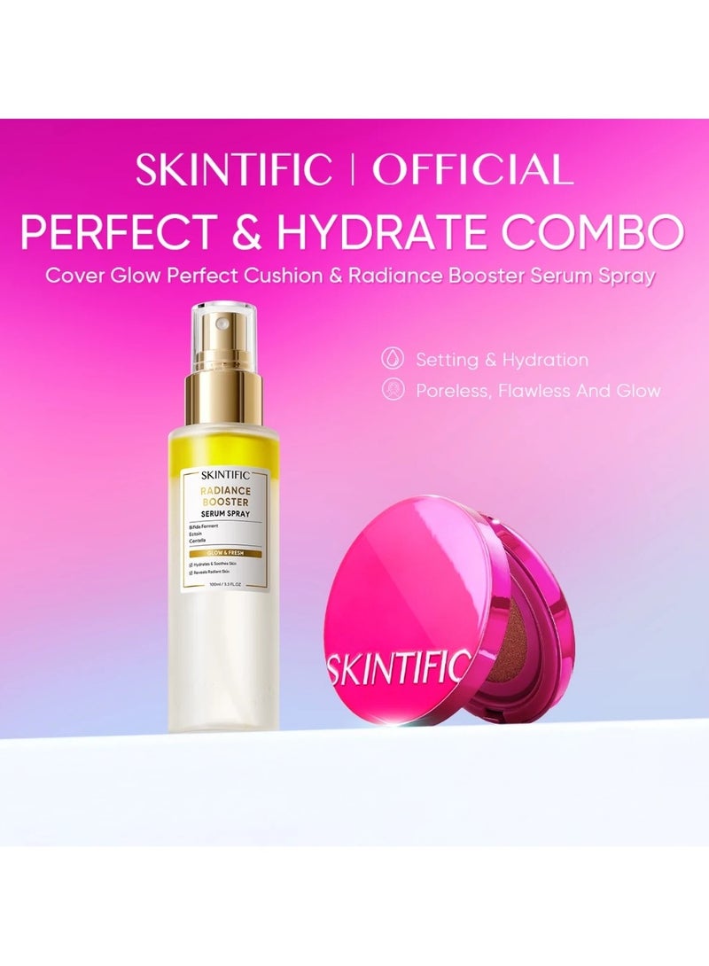 SKINTIFIC PERFECT & HYDRATE COMBO-Cover Perfect Glow Cushion (02 Ivory) + Radiance Booster Serum Spray Poreless Flawless - Image 1