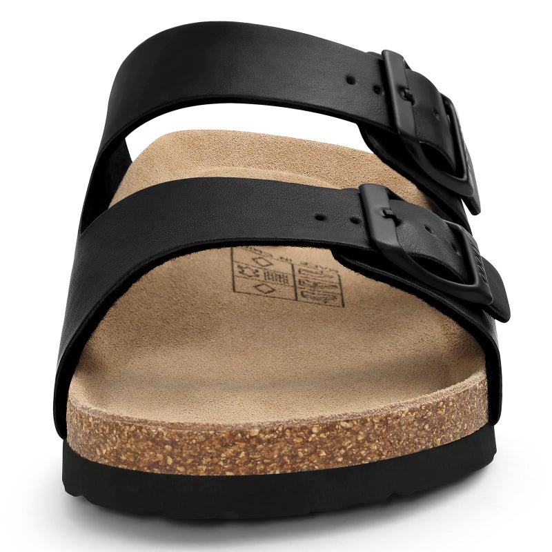 ODOLY Unisex Cork Footbed Slide Sandal, Arch Support Summer Outdoor Sandals with Adjustable Buckle for Women and Men,Black Oily 39(8-8.5 Women/6.5-7 Men) - Image 3