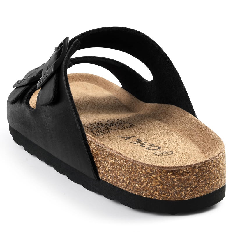 ODOLY Unisex Cork Footbed Slide Sandal, Arch Support Summer Outdoor Sandals with Adjustable Buckle for Women and Men,Black Oily 39(8-8.5 Women/6.5-7 Men) - Image 4
