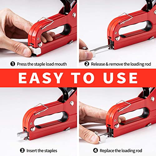 PHITRIC Upholstery Staple Gun Heavy Duty, 4 in 1 Stapler Gun with 1200 Staples, Power Finish Staplers, Manual Brad Nailer Power Adjustment Furniture Stapler Gun for Wood, Carpentry, Decoration DIY - Image 3