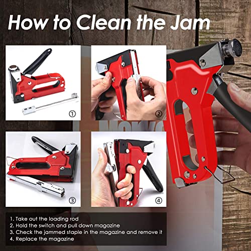 PHITRIC Upholstery Staple Gun Heavy Duty, 4 in 1 Stapler Gun with 1200 Staples, Power Finish Staplers, Manual Brad Nailer Power Adjustment Furniture Stapler Gun for Wood, Carpentry, Decoration DIY - Image 5