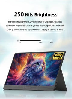 HILUKE 15.6" Portable FHD 1080P Monitor, USB-C/HDMI External Display for Laptop, MacBook, PC, Phones, PS5/PS4, Xbox, Switch, with Built-in Speakers and Protective Case  - Image 3