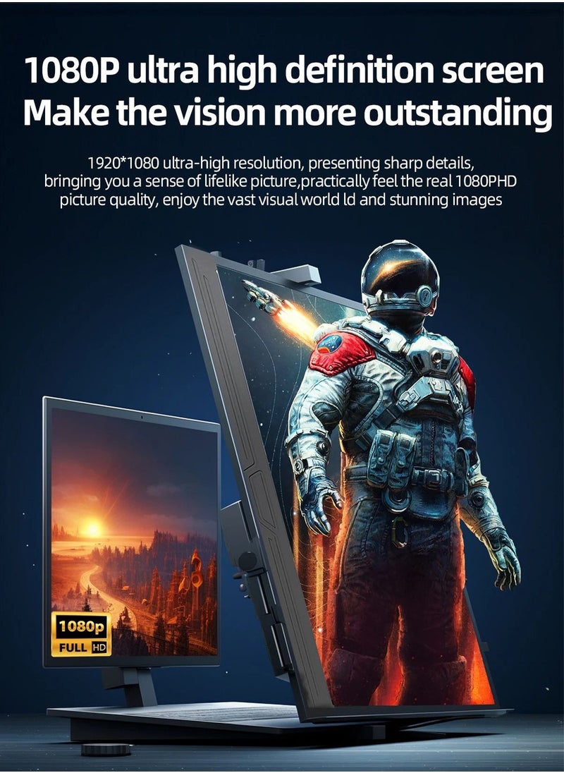 HILUKE - 15.6" Portable FHD 1080P Monitor, USB-C/HDMI External Display for Laptop, MacBook, PC, Phones, PS5/PS4, Xbox, Switch, with Built-in Speakers and Protective Case - Image 1