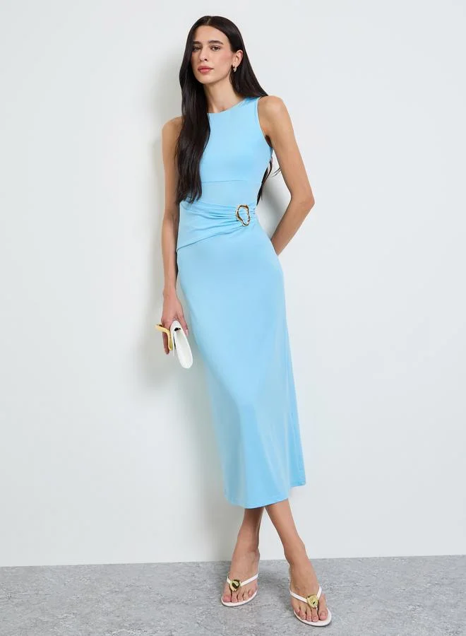 ستايلي Blue Sleeveless Sheath Midi Dress