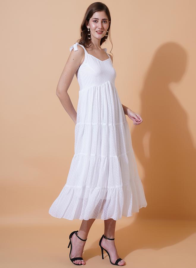 U&F Tiered White Dress - Image 2