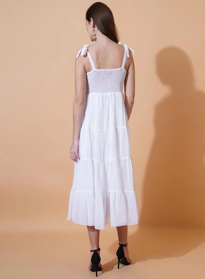 U&F Tiered White Dress