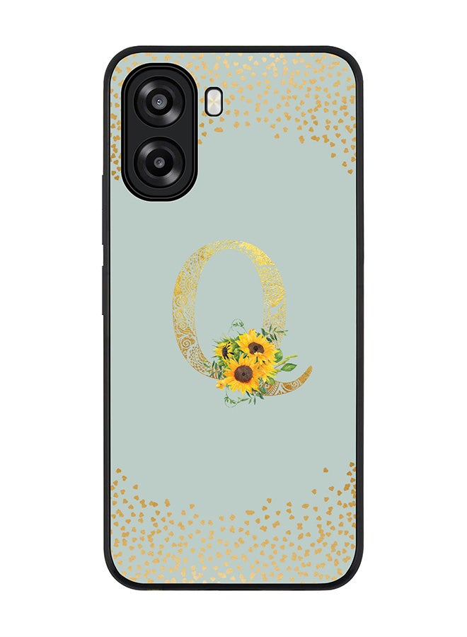 Stylizedd For Oppo A6t 5G / A6t 4G Case,Slim fit Camera Protection, Shockproof Thin Phone cover  - Custom Floral Monogram - Q  (Light Grey ) - Image 1