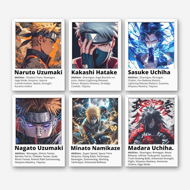 Posters Inc Posters Inc Naruto Posters Anime Merchandise Wall Decoration Items for Living Room Aesthetic Home Decor Item Birthday Gifts for Men Boyfriend 300 GSM Print Set of 6 A4 Size Paper with Gluedots
