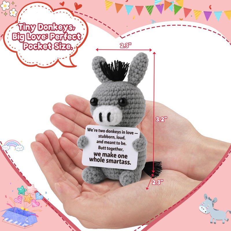 Frabaca Funny Valentines Love Gift for Her Him Wife Husband Girlfriend Boyfriend - Anniversary Wedding Decoration - Small Crochet Donkey, Easter Basket Stuffer for Couples - Image 4