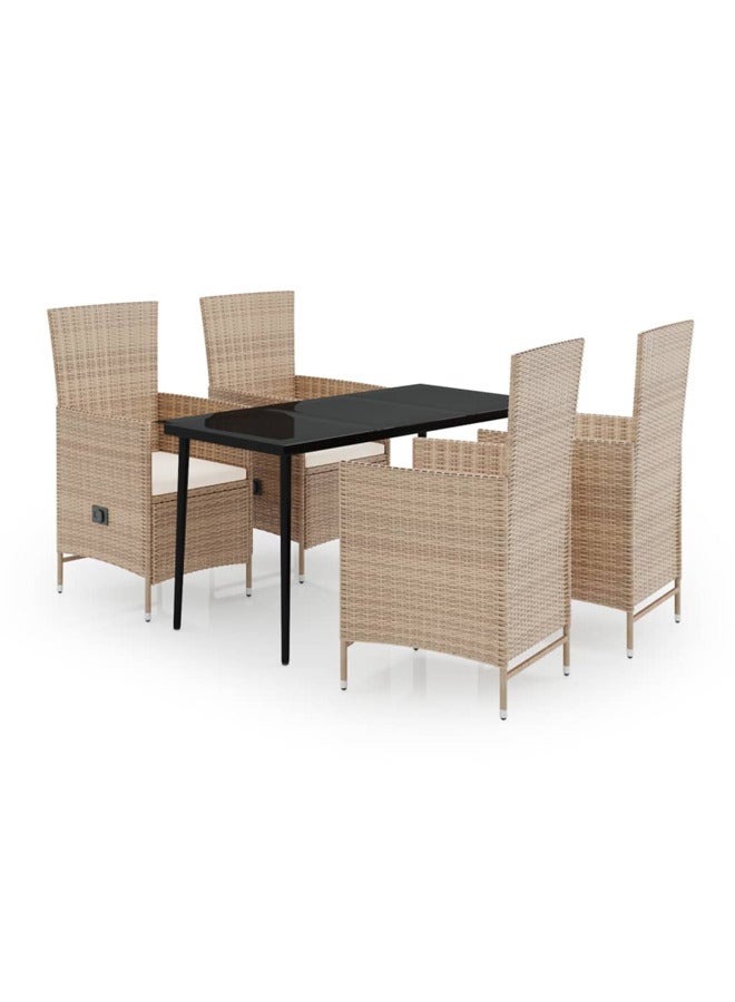 vidaxl 5 Piece Garden Dining Set with Cushions Beige 3099457 - Image 1