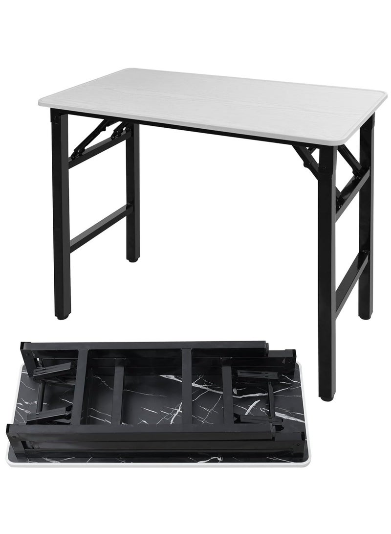 Meishida Adjustable Folding Desk No Install, Portable and Compact Computer Walnut Table Office Table for Home, Office, Study, Dining, Camping, Picnic, and BBQ (Oak White, 80 * 40 * 75cm) - Image 1