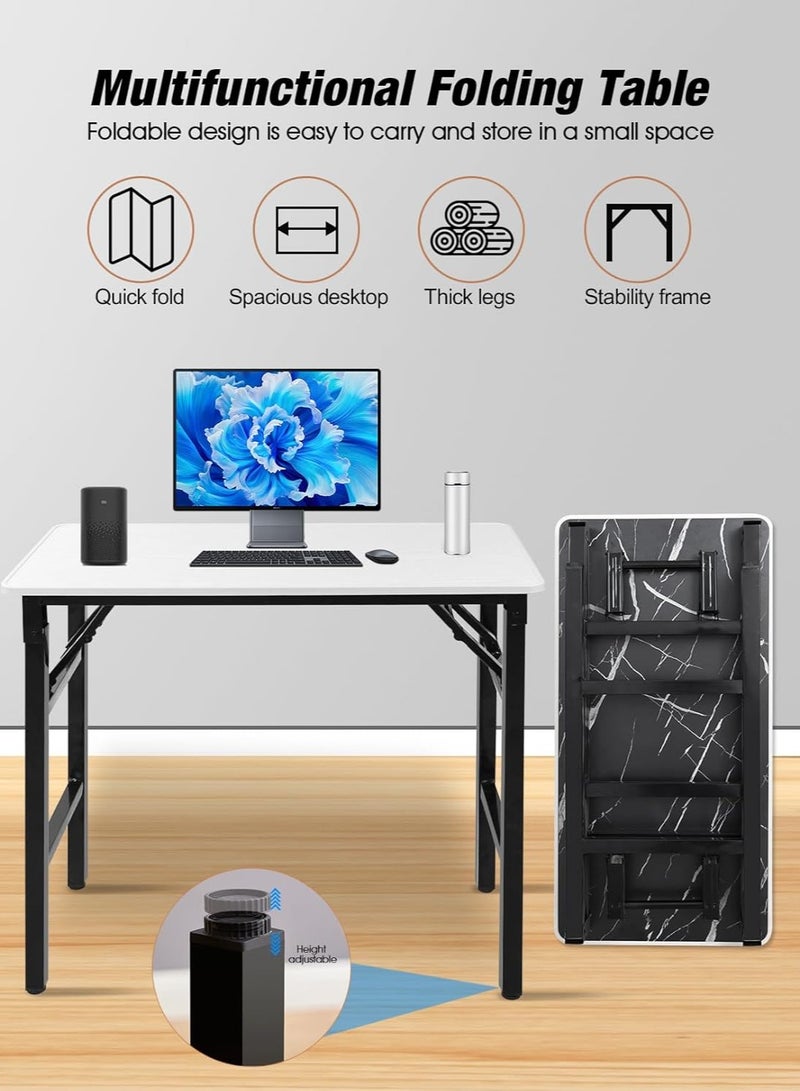 Meishida Adjustable Folding Desk No Install, Portable and Compact Computer Walnut Table Office Table for Home, Office, Study, Dining, Camping, Picnic, and BBQ (Oak White, 80 * 40 * 75cm) - Image 3