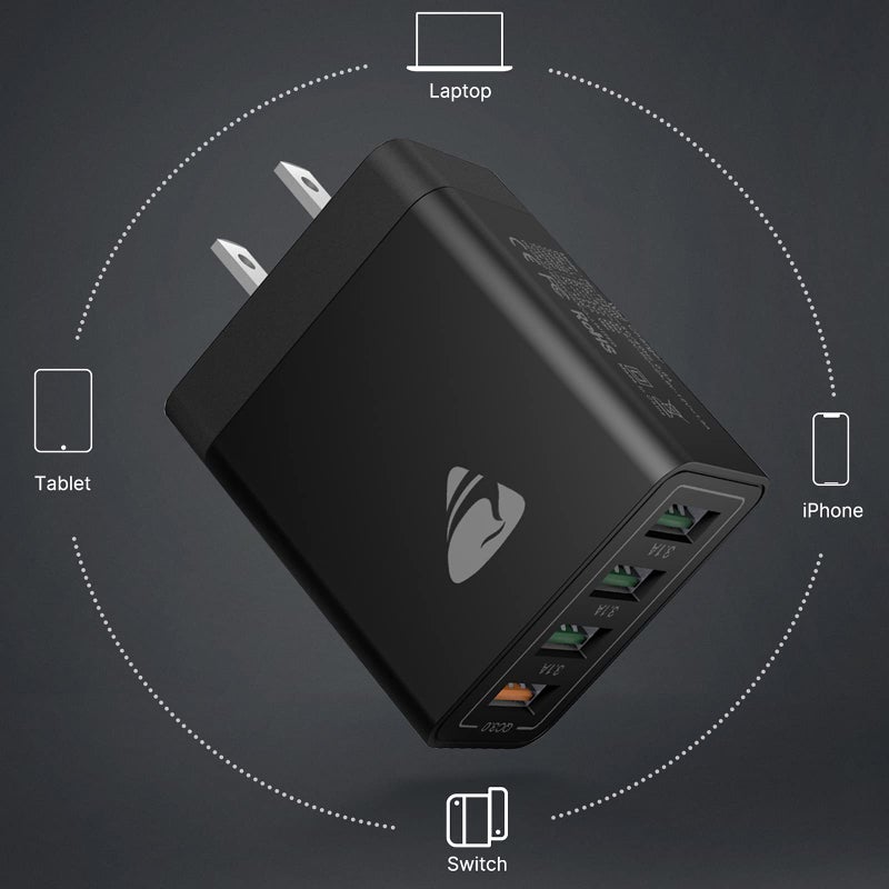 Aioneus USB Wall Charger Block,Aioneus 40W 4-Port Charging Block,QC 3.0 Fast USB Wall Plug for iPhone 15/14 Max/XR/X/8/7/6,Tablets,Charging Cube with Galaxy/Note/Edge,LG,Nexus,HTC,Google Pixel,and More - Image 3