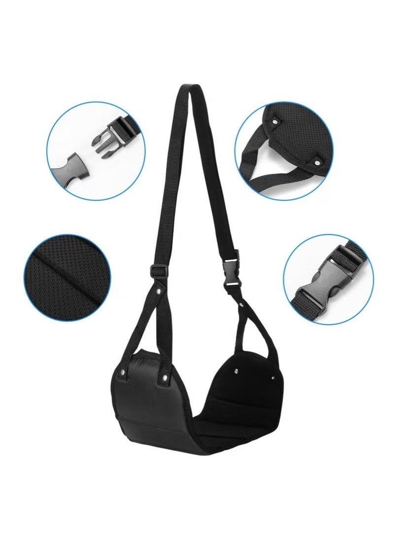 كيلا مسند قدم للطائرة، قطعتان من مسند القدمين المحمول للسفر والرحلات، أرجوحة قابلة لتعديل الارتفاع، أسود/أزرق - Image 5