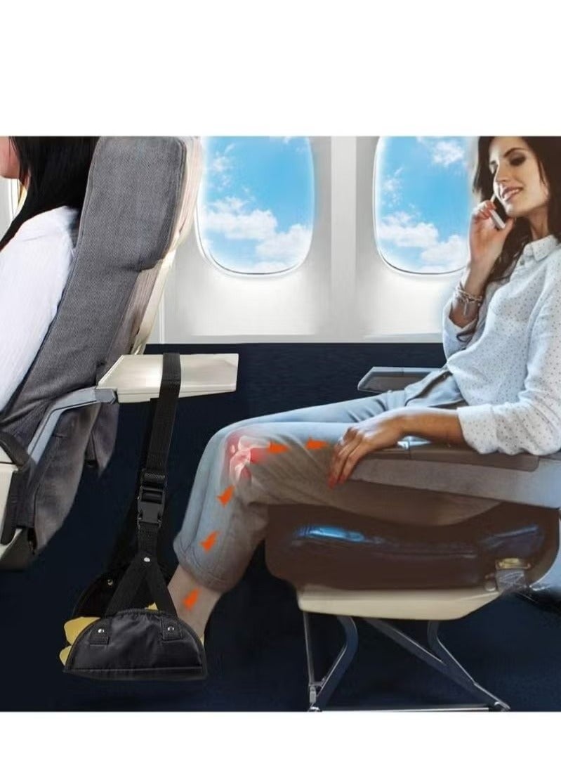 كيلا مسند قدم للطائرة، قطعتان من مسند القدمين المحمول للسفر والرحلات، أرجوحة قابلة لتعديل الارتفاع، أسود/أزرق - Image 3