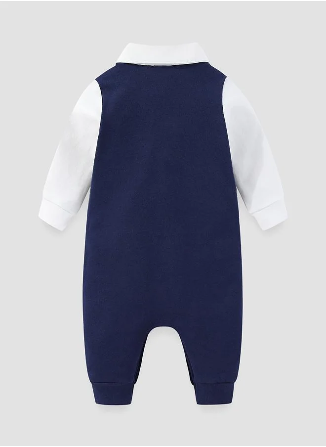 babyqlo Herringbone Vest Baby Romper with Bow Tie